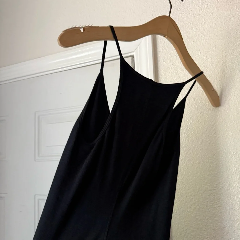 ENZA‎ COSTA black cotton racer back sleeveless bodycon midi dress